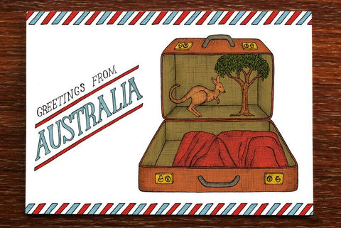 Kangaroo Suitcase - Australian Postcard - Mu Shop