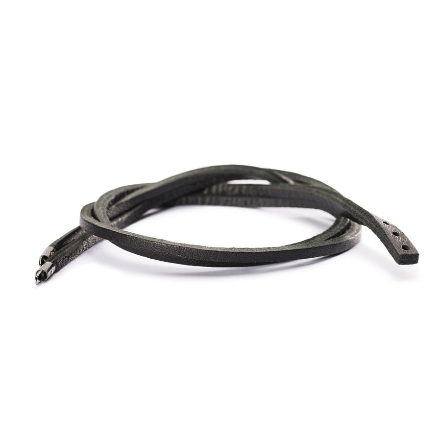 Leather Bracelet Black/Silver 36cm - Mu Shop