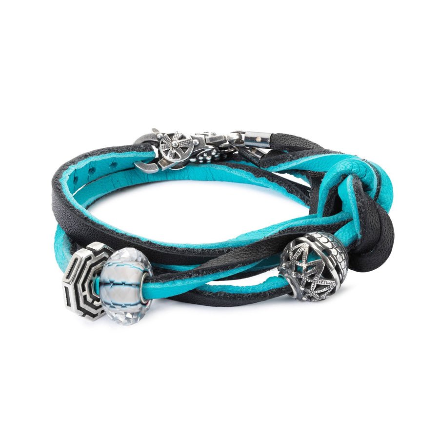 Leather Bracelet Cyan/Key 36cm – Mu Shop - Main Image