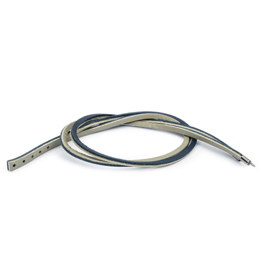 Leather Bracelet Dark Blue/Light Grey 36cm - Mu Shop