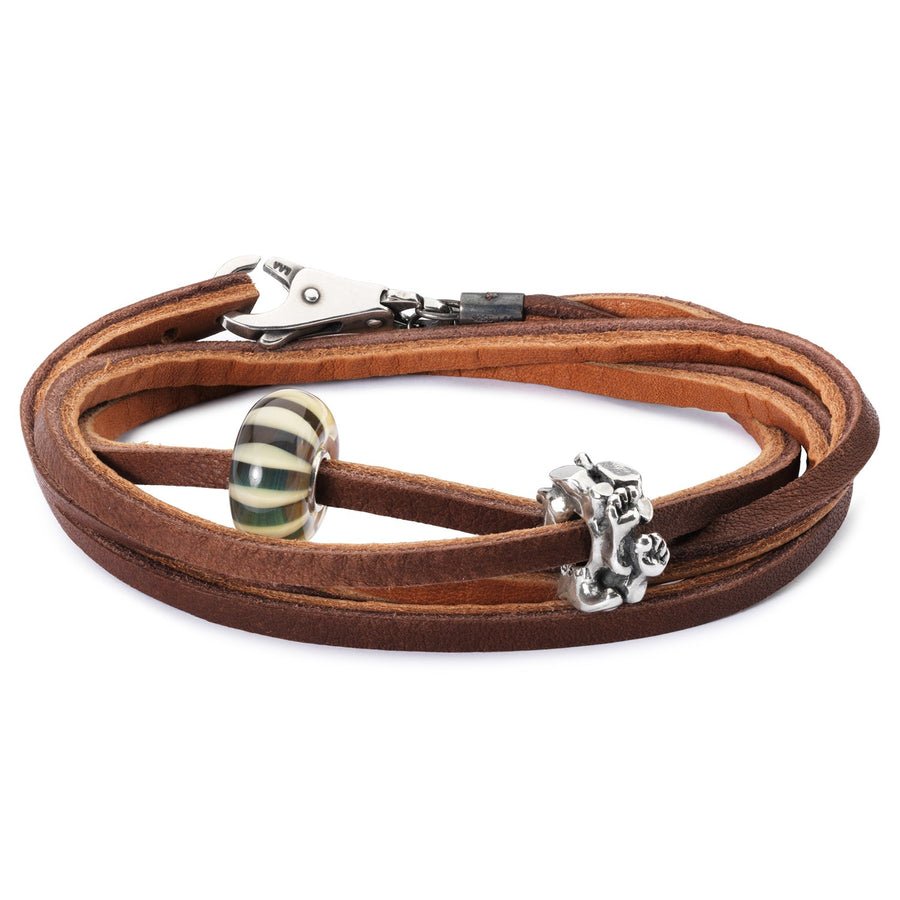 Leather Bracelet Light/Dark Brown 36cm - Mu Shop
