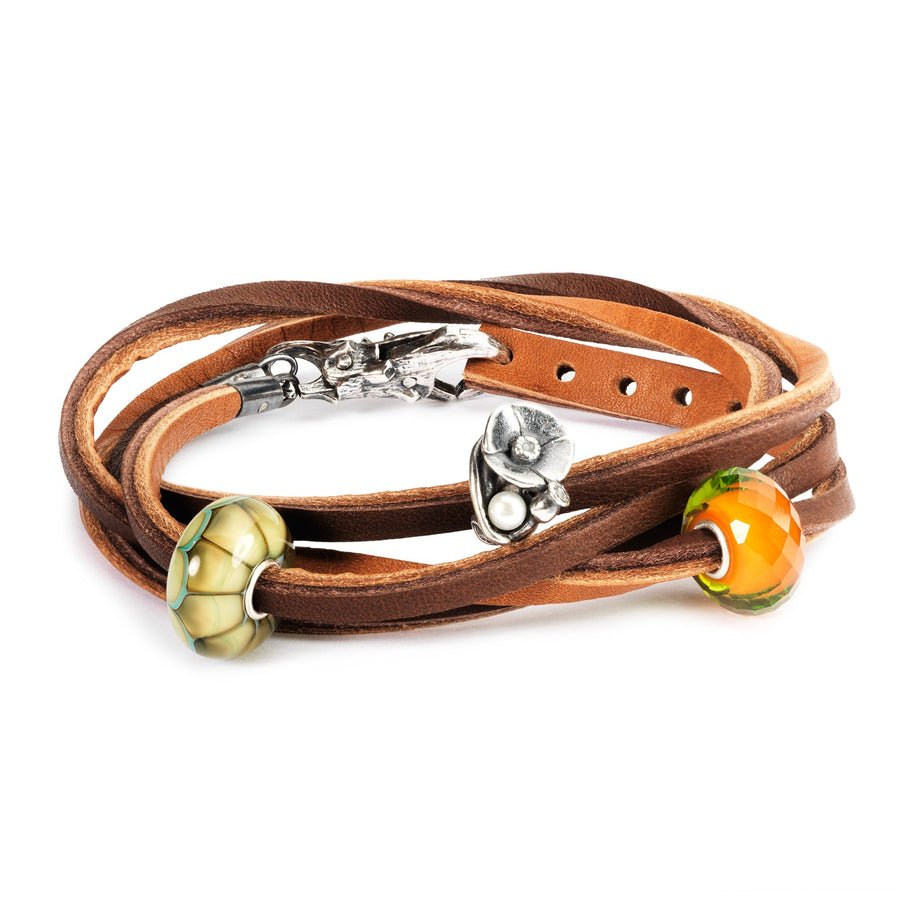 Leather Bracelet Light/Dark Brown 36cm - Mu Shop