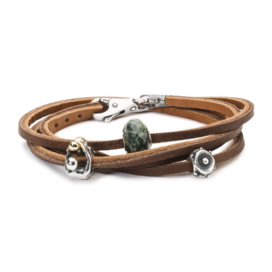 Leather Bracelet Light/Dark Brown 36cm - Mu Shop