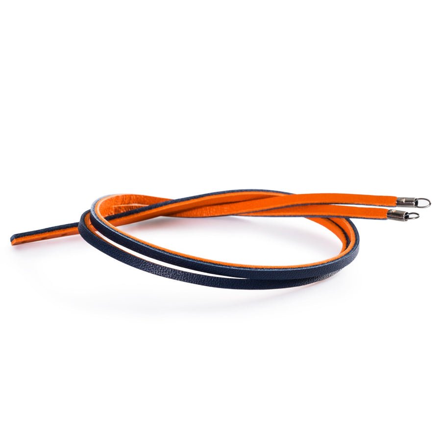 Leather Bracelet Orange/Navy 36cm - Mu Shop