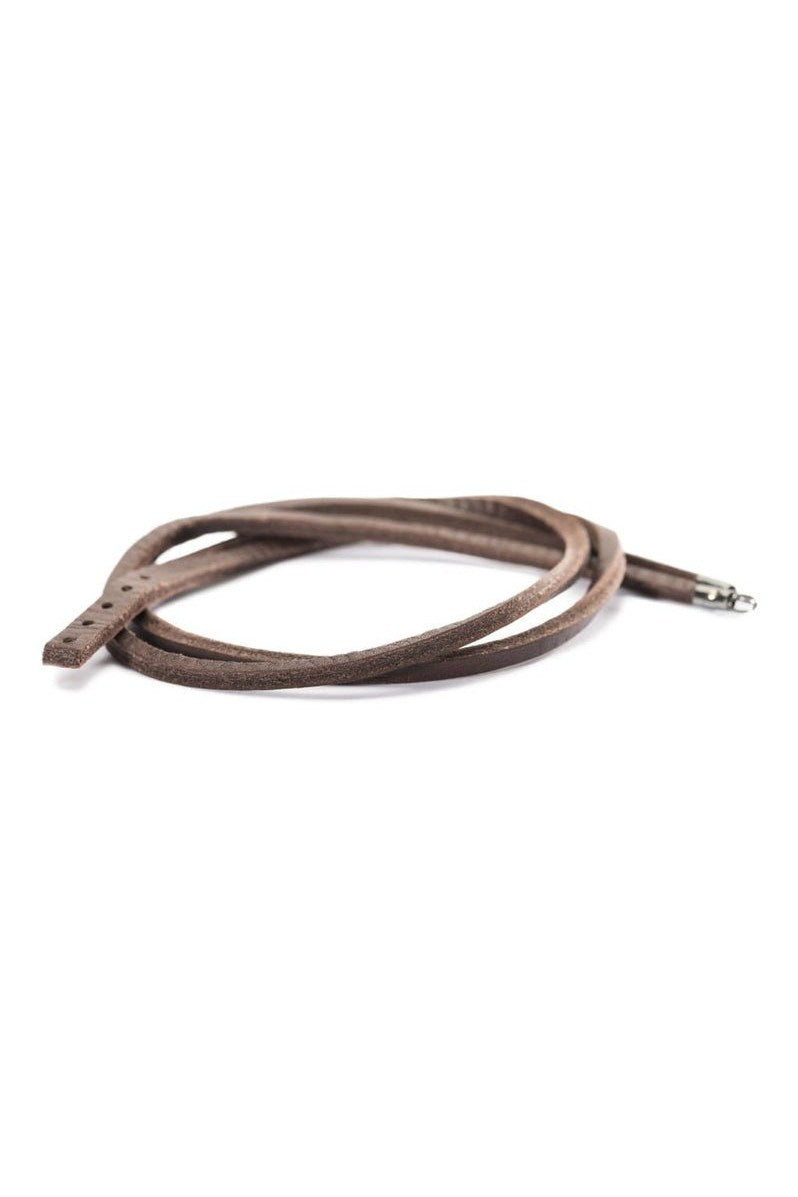 Leather Bracelet Strap - Brown/Silver 41cm - Mu Shop