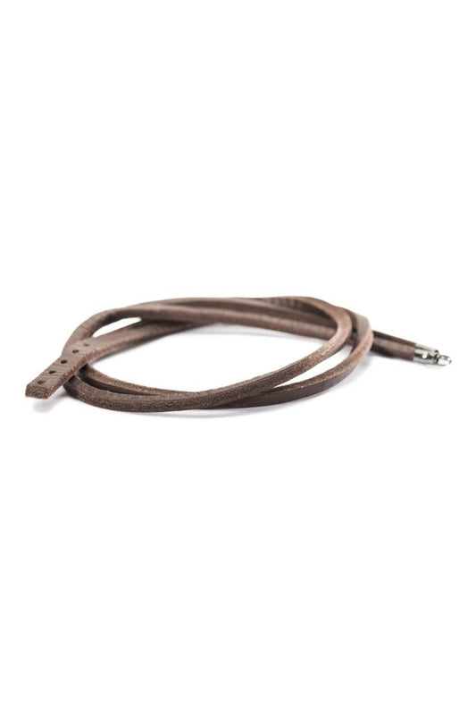 Leather Bracelet Strap - Brown/Silver 41cm - Mu Shop