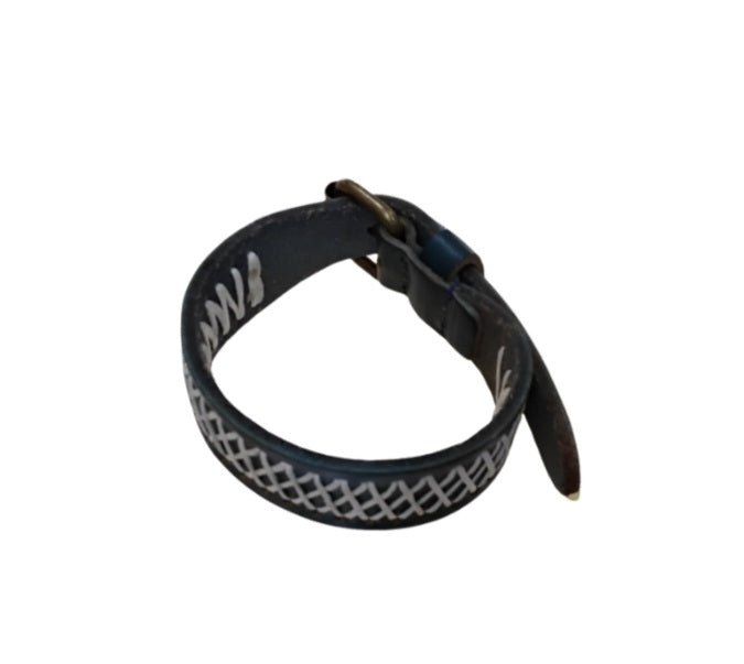 Leather Bracelet Stripe - Blue - Mu Shop