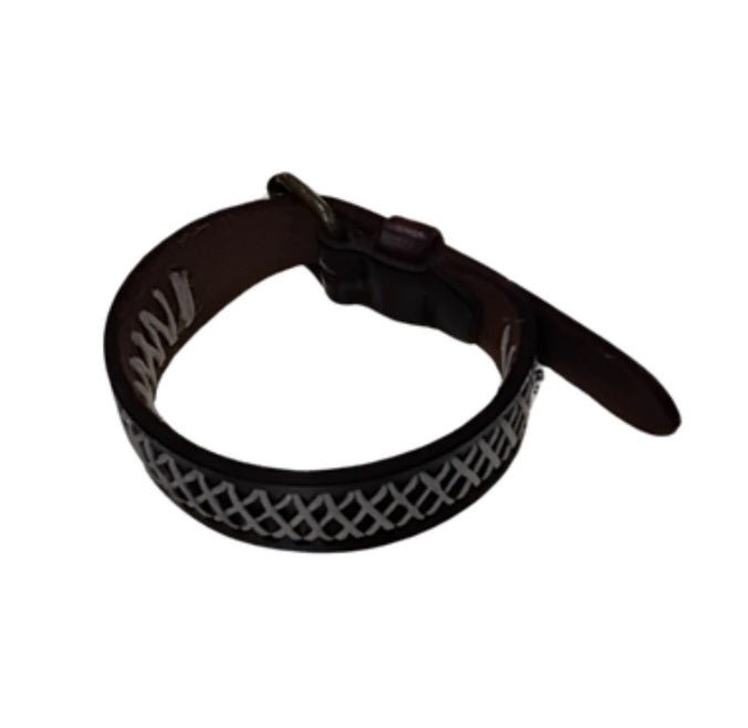 Leather Bracelet Stripe - dark brown - Mu Shop