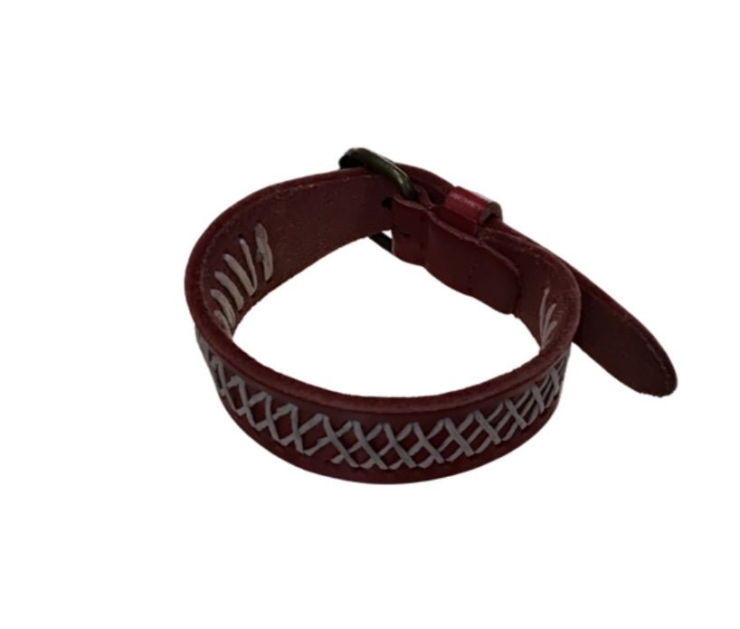Leather Bracelet Stripe - red - Mu Shop