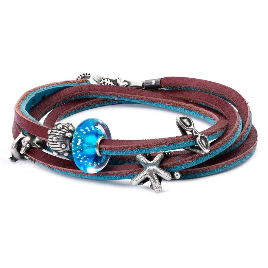 Leather Bracelet Turquoise/Plum 36cm - Mu Shop