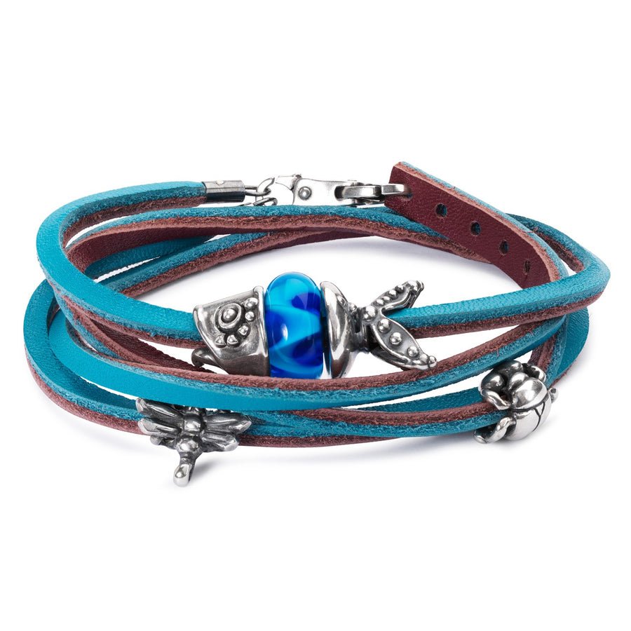 Leather Bracelet Turquoise/Plum 36cm - Mu Shop