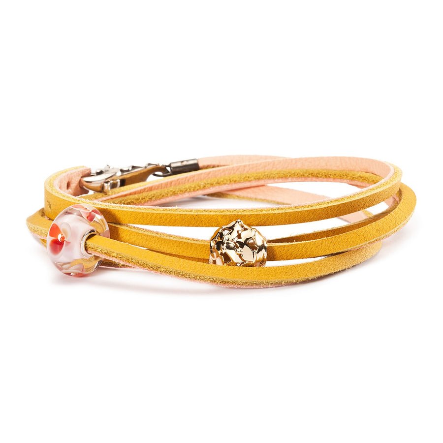 Leather Bracelet Yellow/Light Pink 36cm - Mu Shop