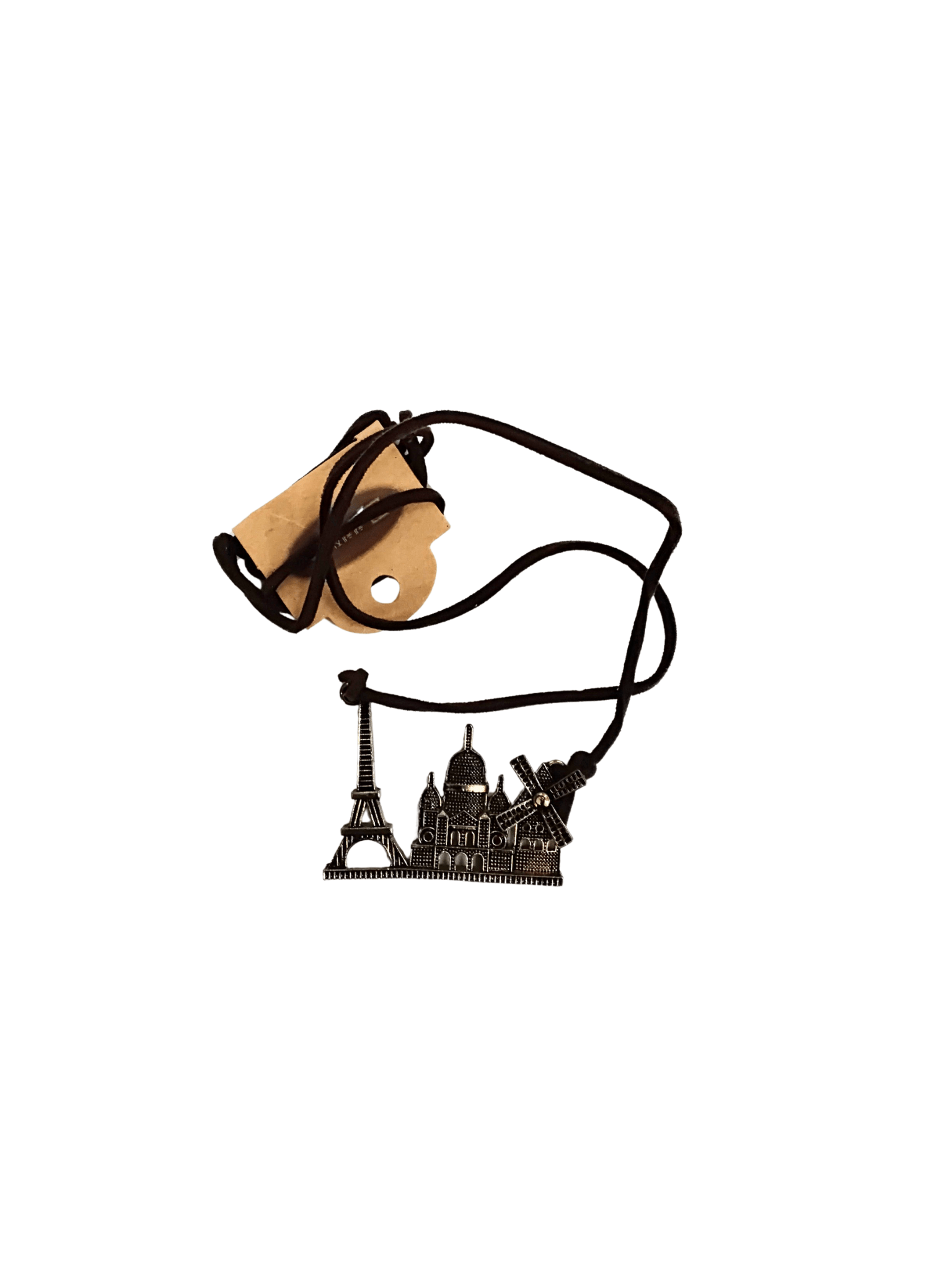Leather Necklace Brown - Eiffel Tower - Mu Shop
