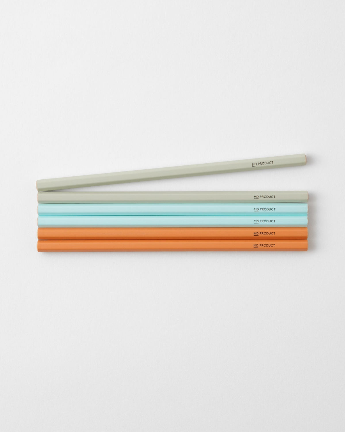 MD Colored Pencils six-piece set in grey, light blue and orange