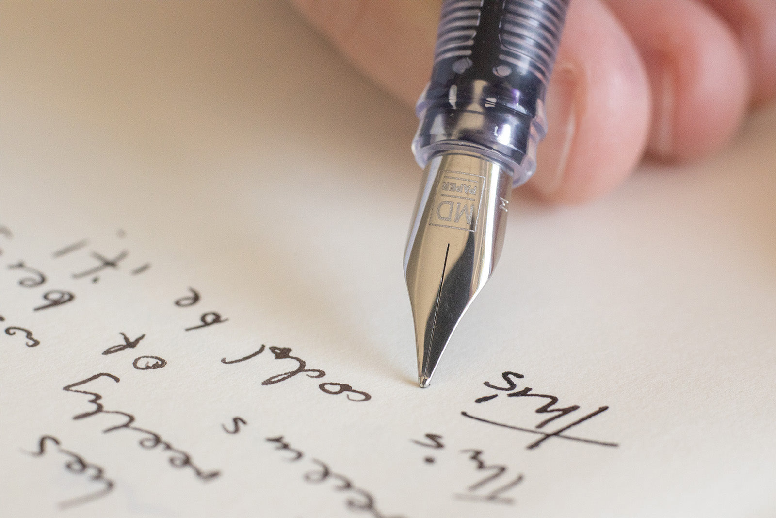 Close-up of the MD Fountain Pen medium steel nib