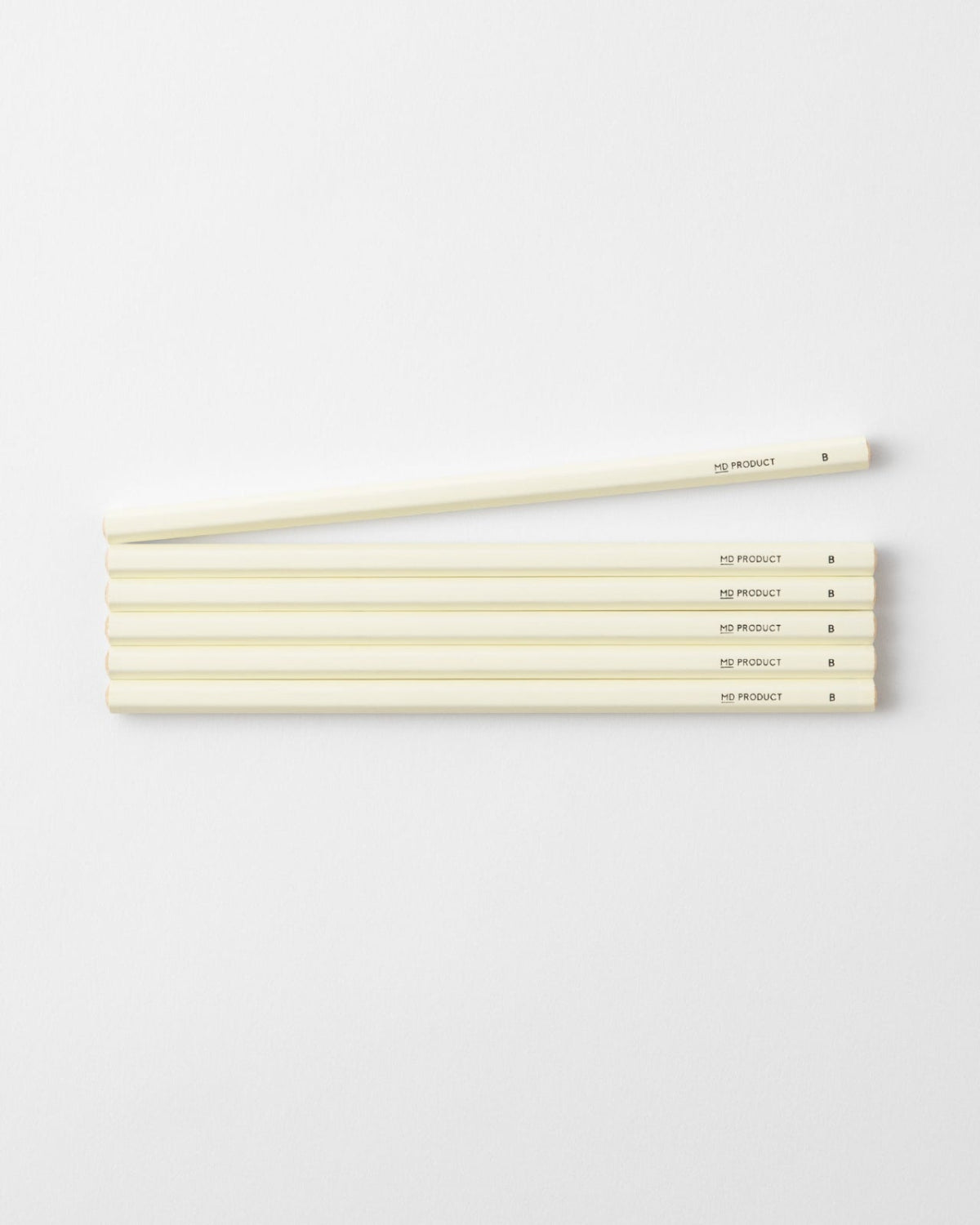 MD Pencil B six-piece set with matte cream wooden bodies