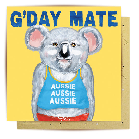 Koala G'day Mate Australian greeting card artwork