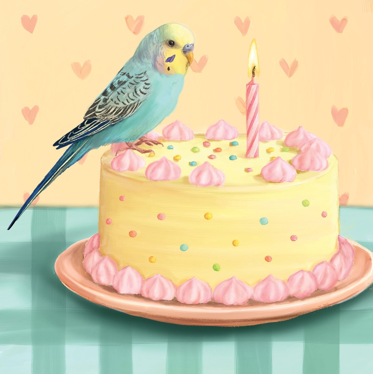 GREETING CARD CAKE BUDGERIGAR