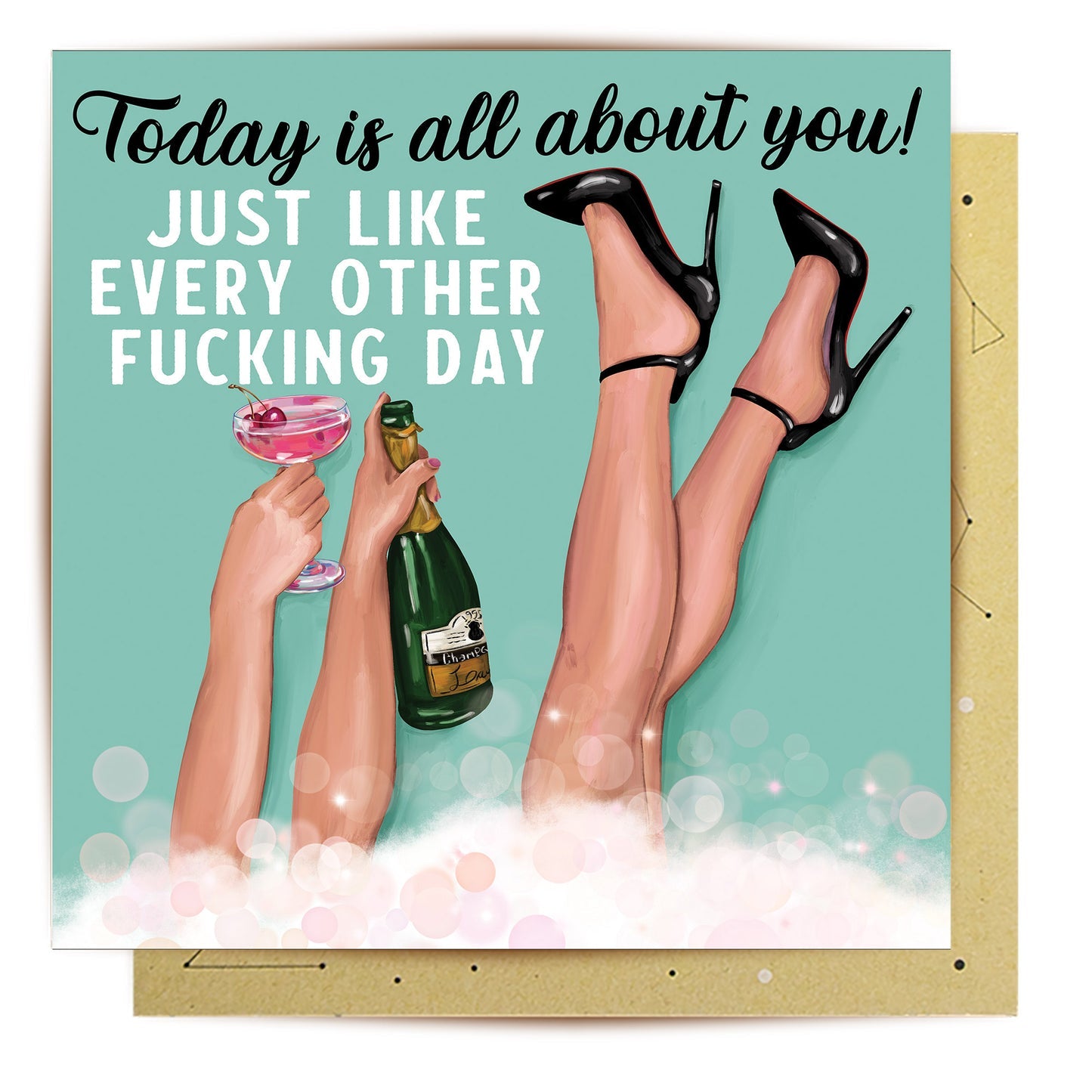 Bubble Bath Greeting Card 14 x 14 cm