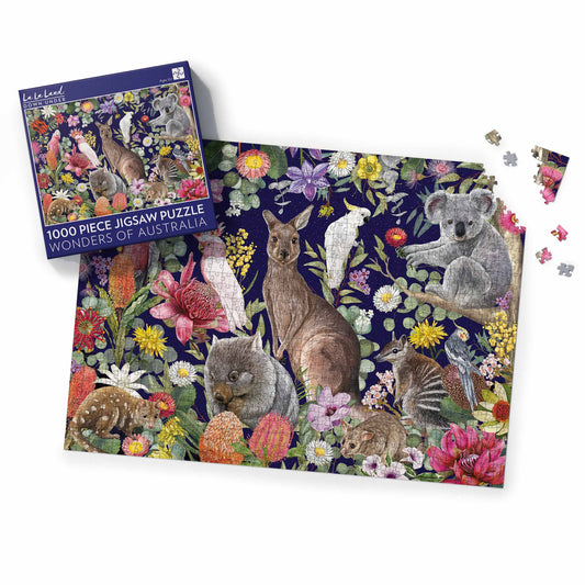 Wonders Of Australia 1000 piece puzzle with native animals and botanical artwork