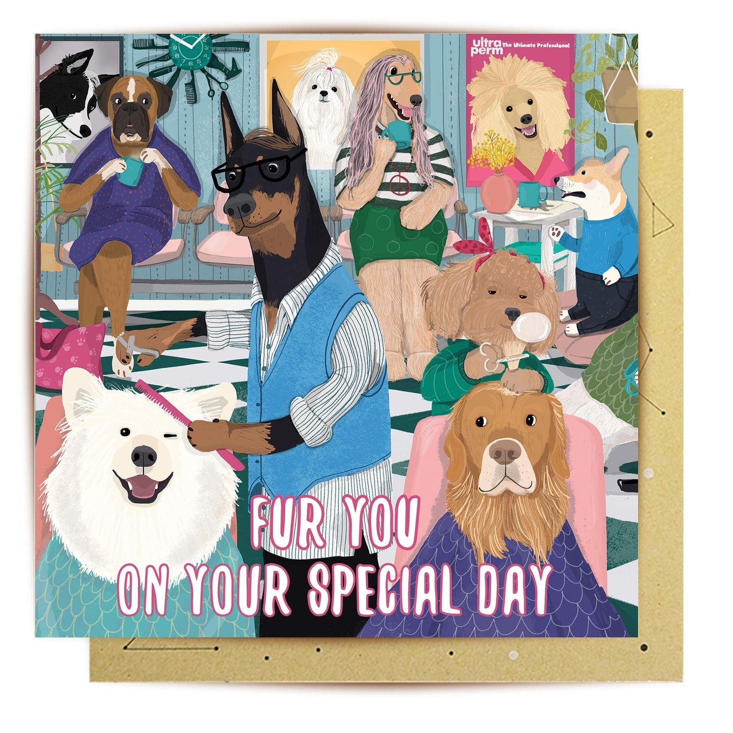 GREETING CARD BUSY GROOMERS