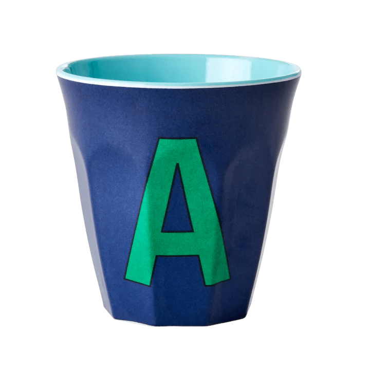 Melamine Cup with letter A Blue - Medium - Mu Shop