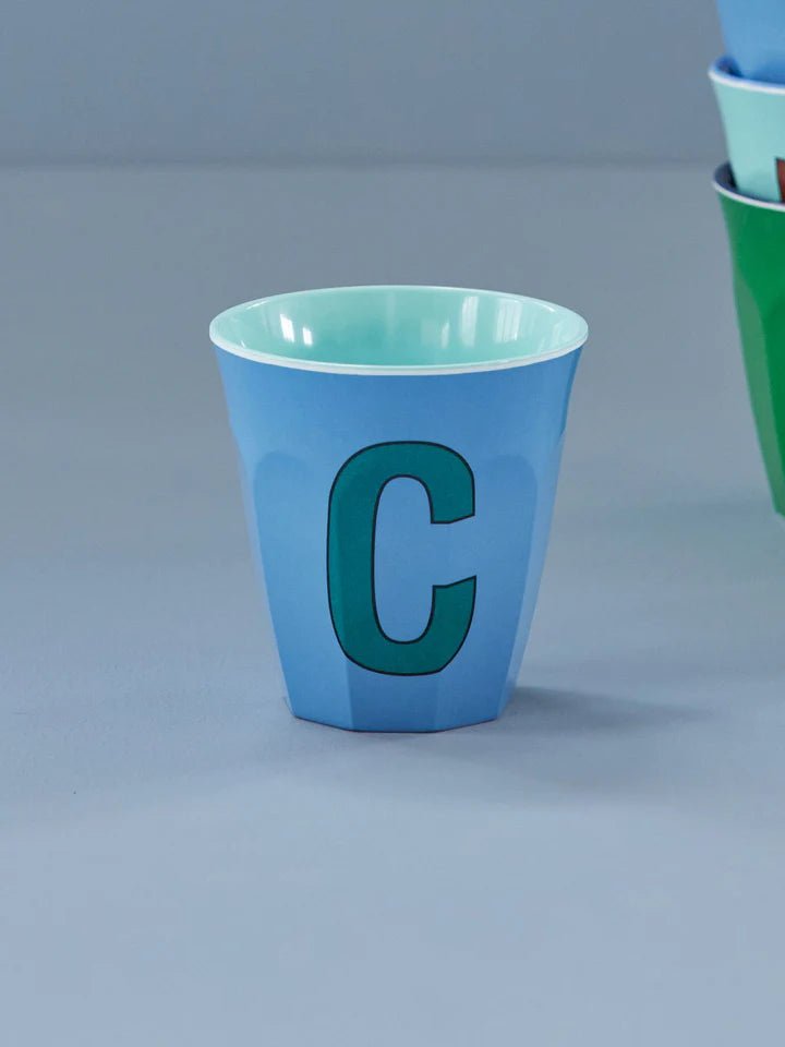 Melamine Cup with letter C Blue - Medium - Mu Shop