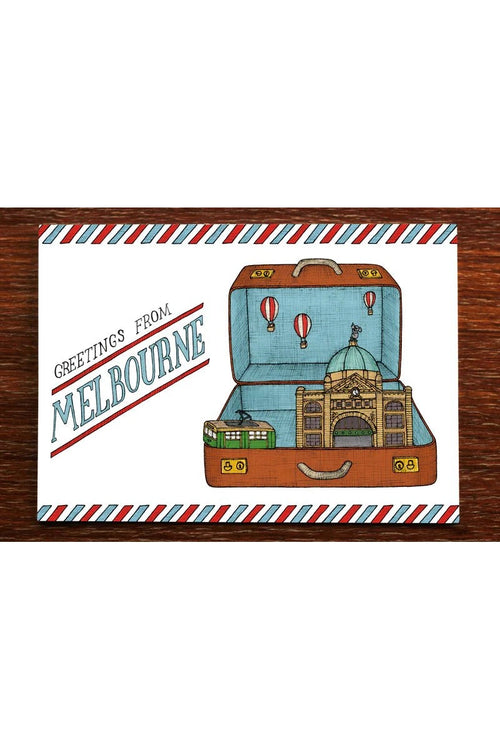 Melbourne Suitcase - Australian Postcard