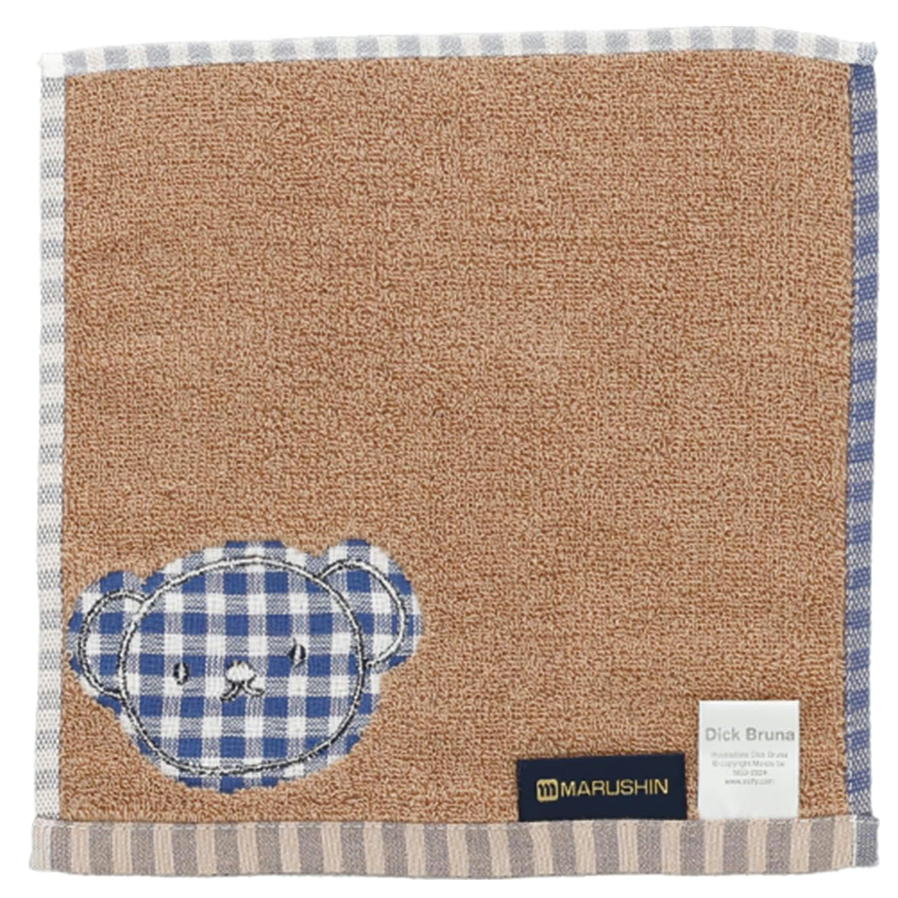 Miffy Boris Bear Gingham Blue Handkerchief Towel - Mu Shop