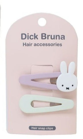 Miffy Hair Clips (2pcs)- Ivory & Pink - Mu Shop