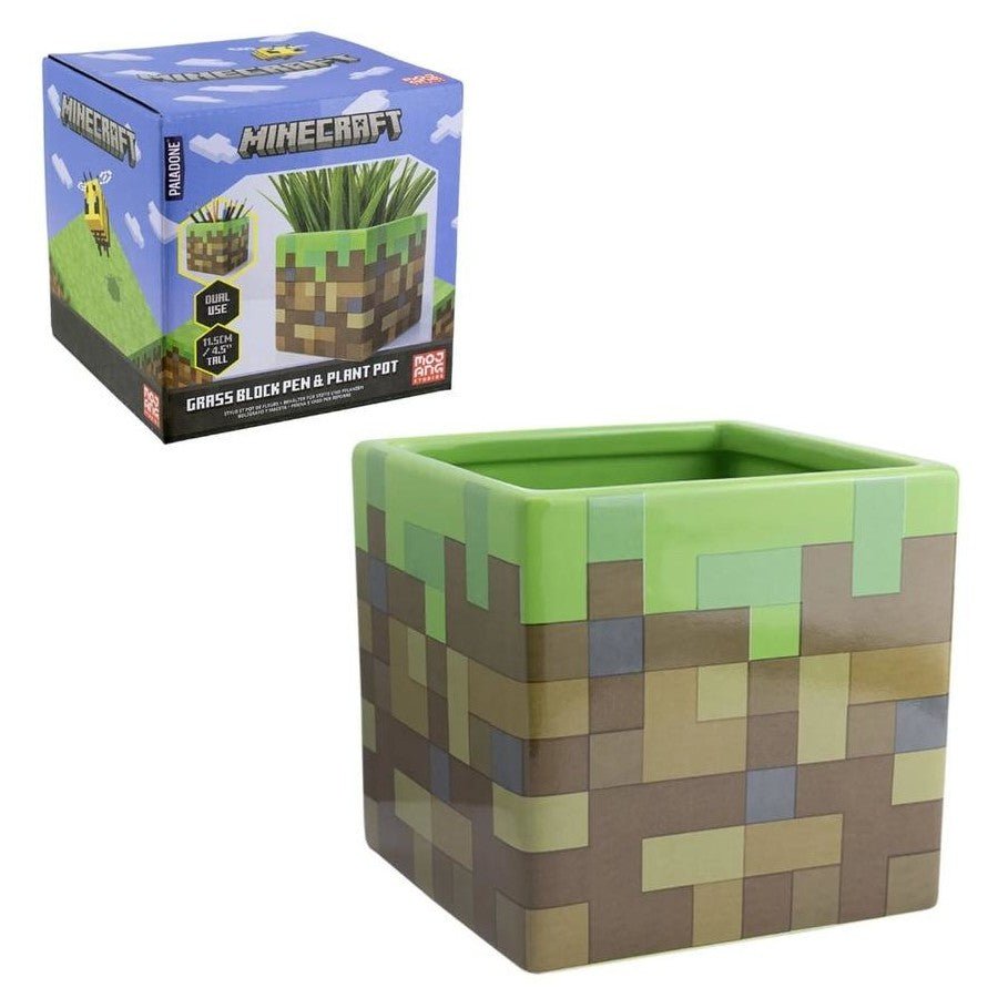 MINECRAFT - Grass block - Shaped Plant and Pen Pot - Mu Shop