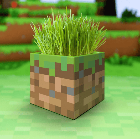 MINECRAFT - Grass block - Shaped Plant and Pen Pot - Mu Shop