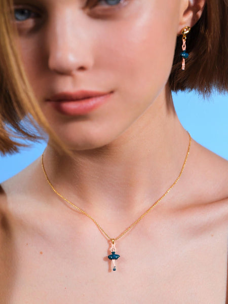 MINI BALLERINA PRUSSIAN BLUE PENDANT NECKLACE - Mu Shop