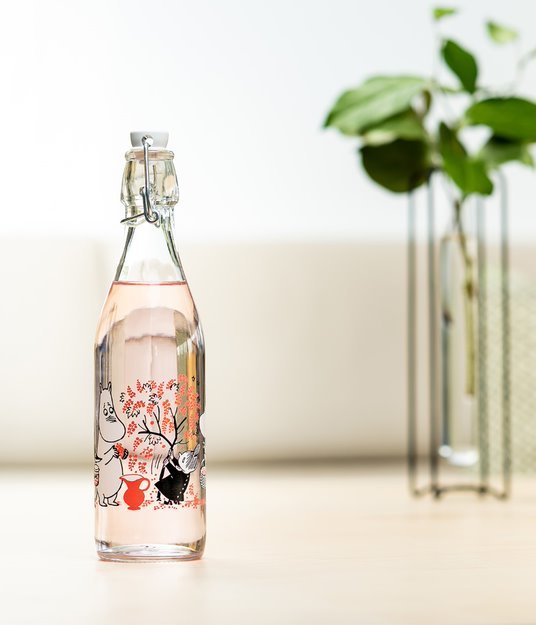 Moomin Berries Glass Bottle 0.5L - Mu Shop