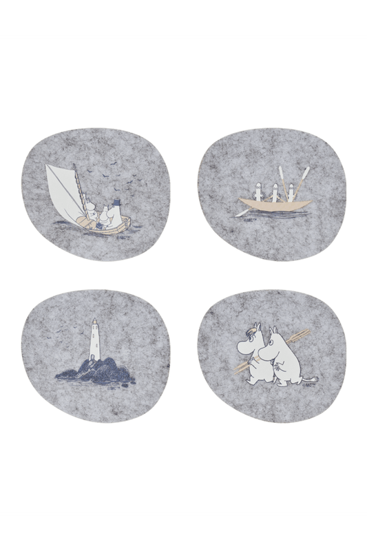 Moomin Sailors Coaster Grey 4pcs - Mu Shop