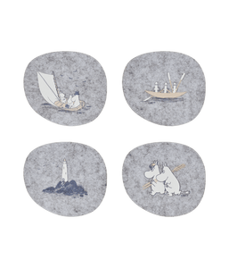 Moomin Sailors Coaster Grey 4pcs - Mu Shop