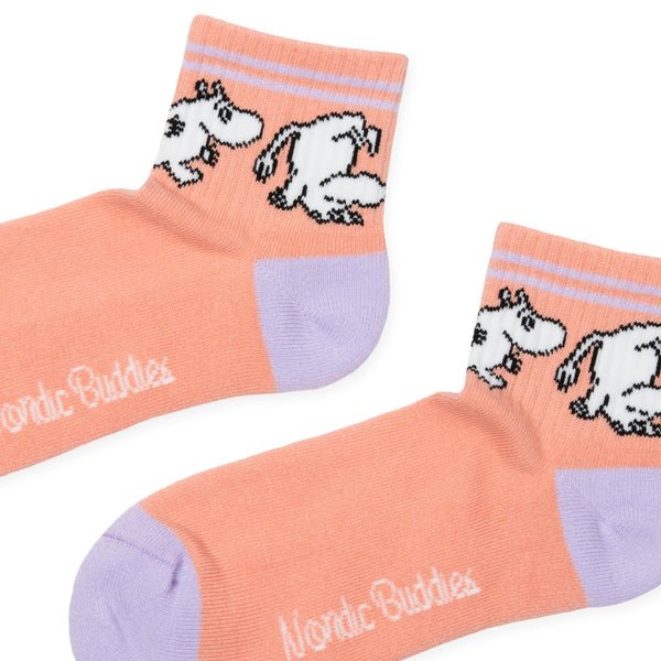 Moomintroll Retro Ladies Ankle Socks - Pastel Peach and Lilac - Mu Shop