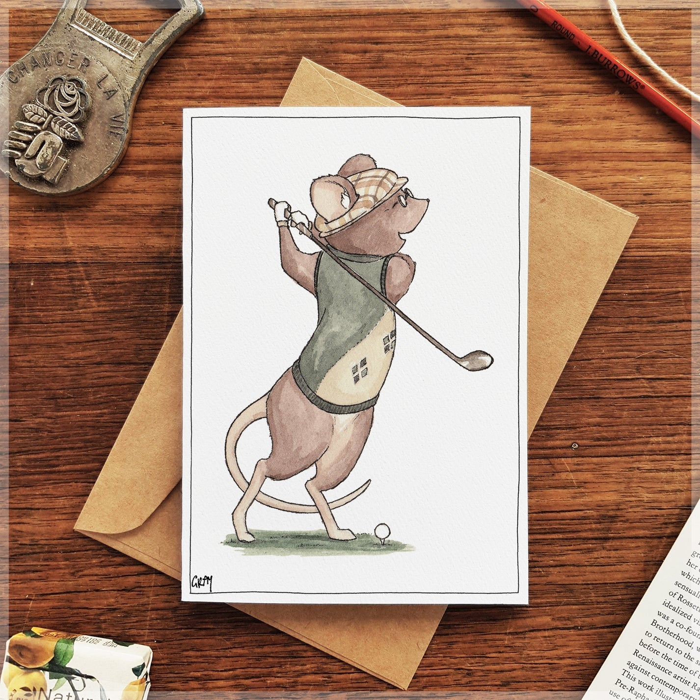 Mouse's Swing Greeting Card - Mu Shop