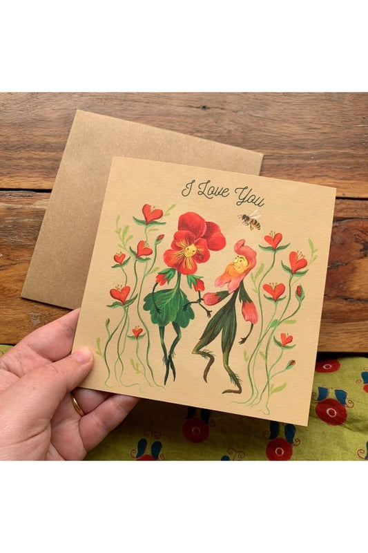 Occasion Card - i love you. Cute flower illustration - Mu Shop