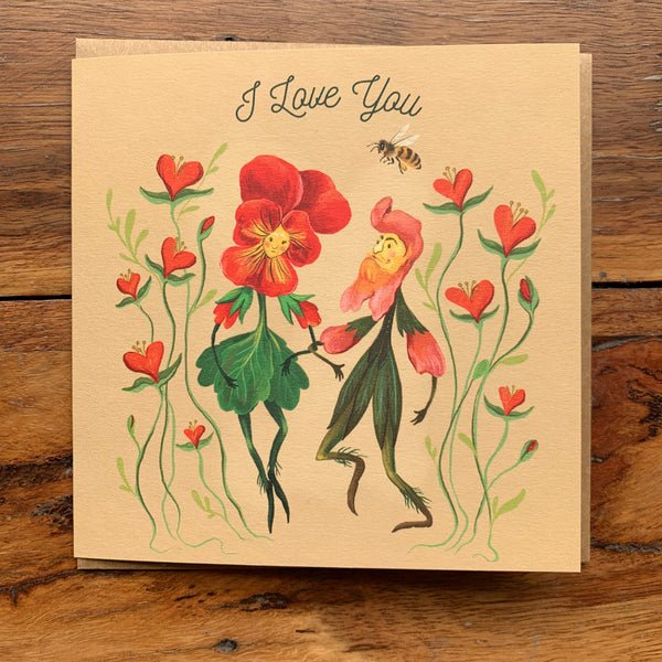 Occasion Card - i love you. Cute flower illustration - Mu Shop