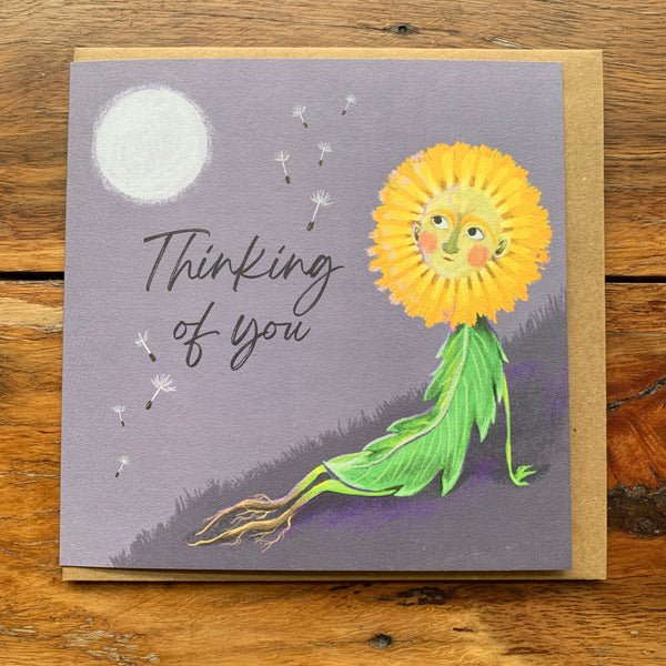 Occasion Card - Thinking of you. Cute flower illustration - Mu Shop