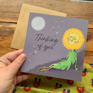 Occasion Card - Thinking of you. Cute flower illustration - Mu Shop