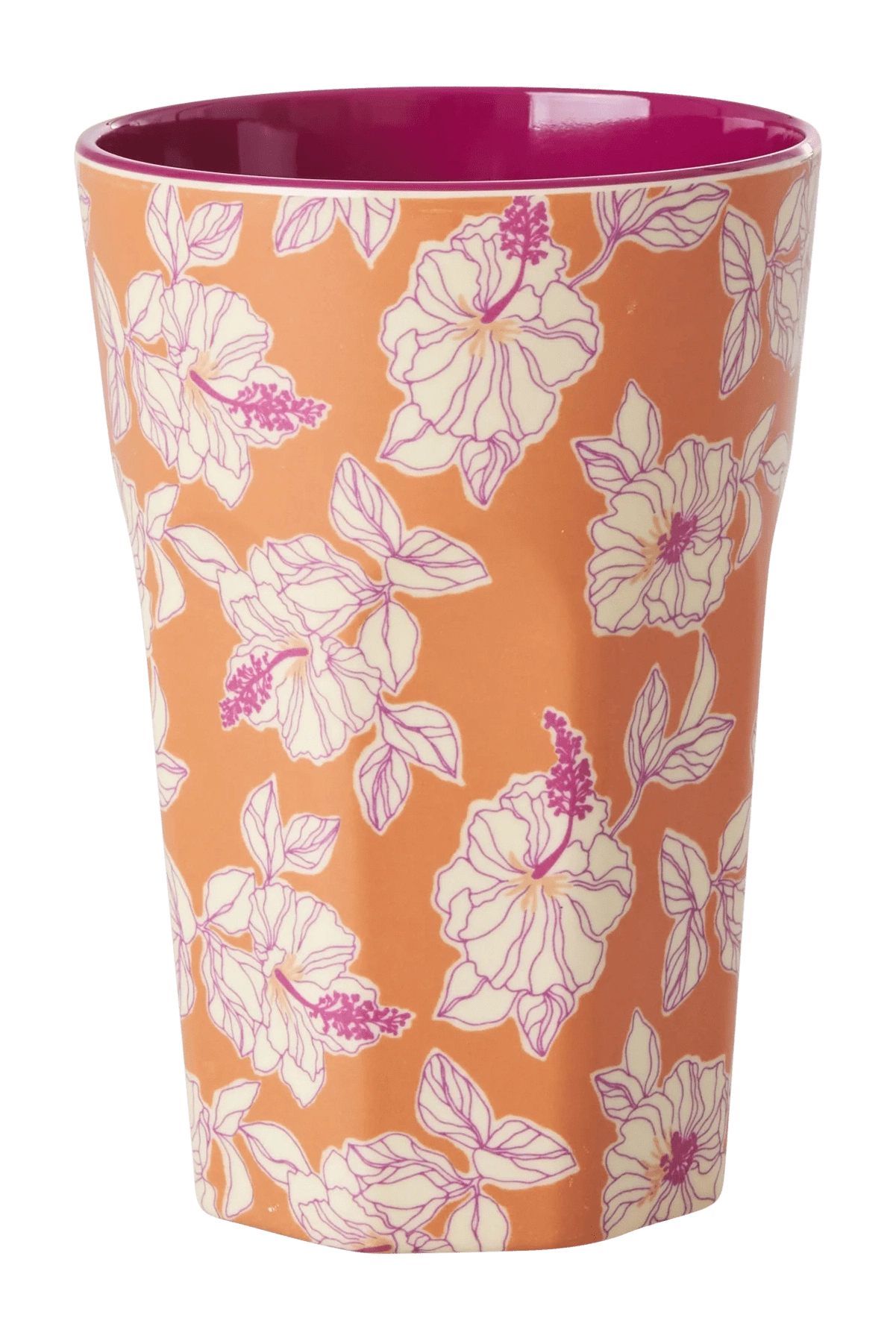 Orange Faded Hibiscus Print - Tall Melamine Cup - Mu Shop