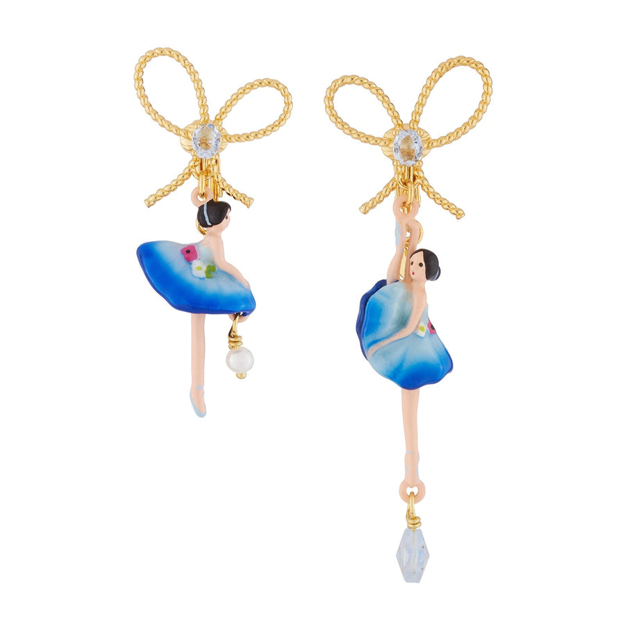 Pas de Deux Blue Gradient With Flowered Belt Earrings (Clip on)