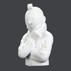 Porcelain Bust - Tintin Thinking Matt 12cm - Mu Shop