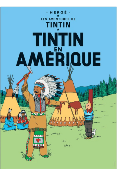 POSTER BOOK COVER - Tintin En Amerique - Mu Shop