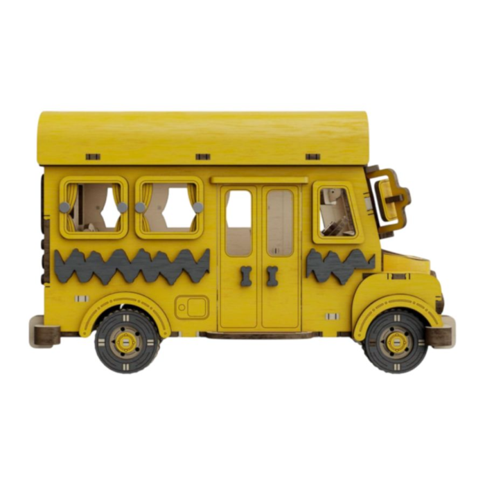 Snoopy School Bus Wooden Construction Set 16cm