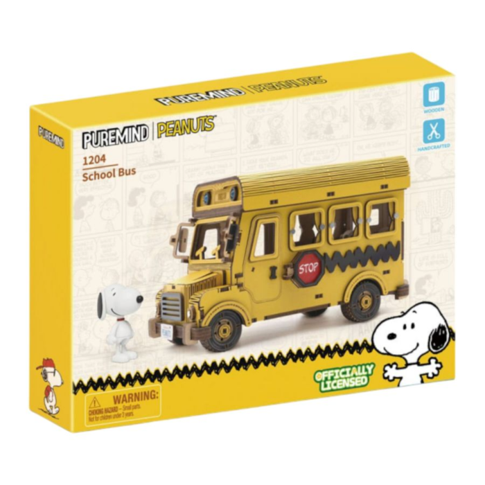 Snoopy School Bus Wooden Construction Set 16cm