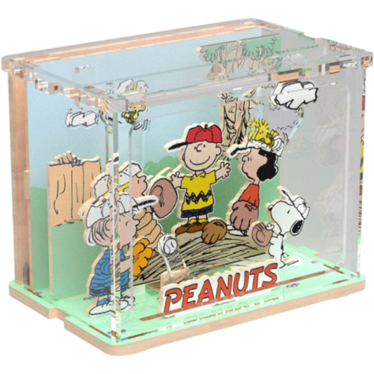 Snoopy Baseball Time DIY Mini Scene Wooden Construction Set 9cm