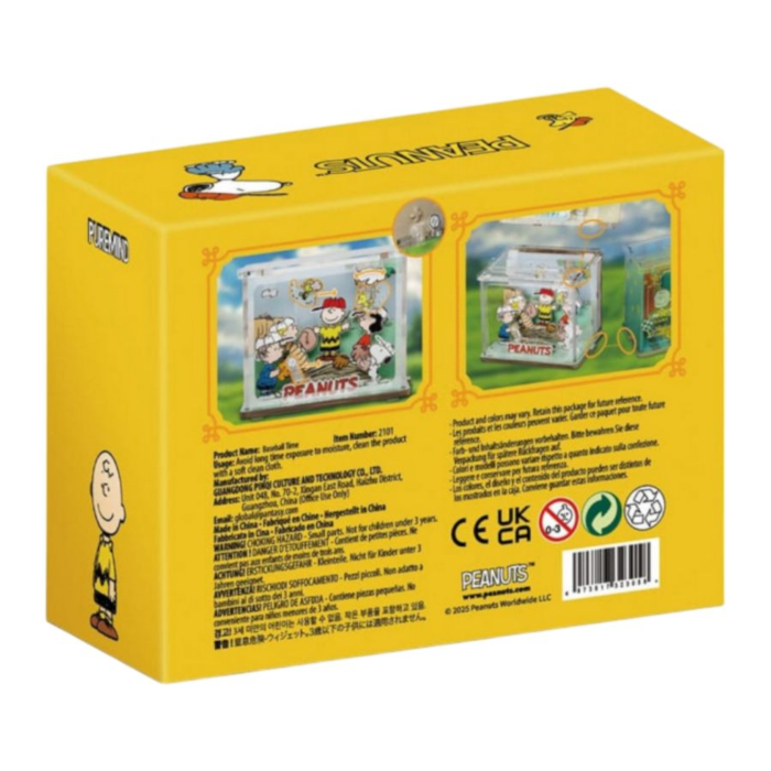 Snoopy Baseball Time DIY Mini Scene Wooden Construction Set 9cm